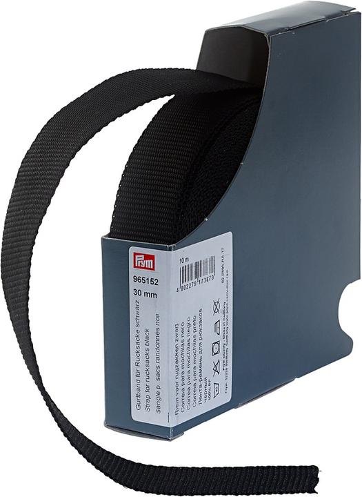 Produktbild Prym Gurtband für Rucksäcke, schwarz 30 mm, Kassette 10 m