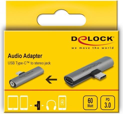 Actual product image Delock USB Type-C to jack socket and USB Type-C (USB Type C, 3.5mm socket)