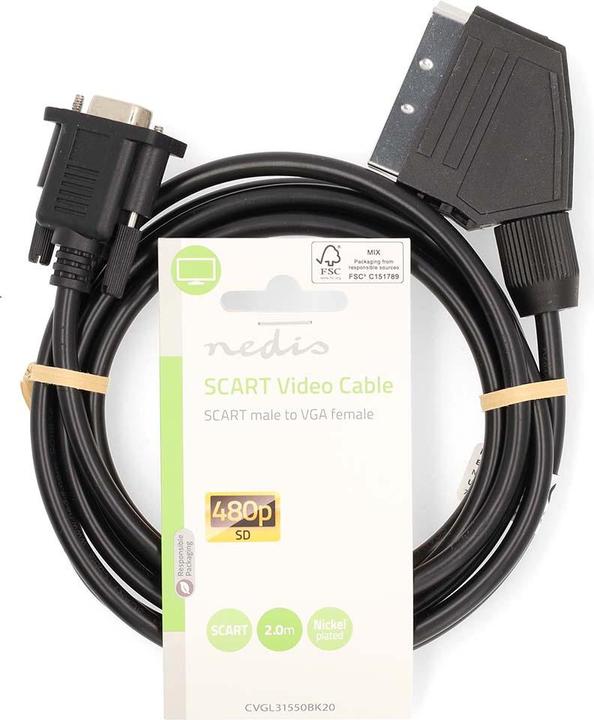 Image du produit Nedis Câble Péritel | Péritel mâle | VGA femelle | Nickelé | 480p | 2.00 m | Rond | PVC | Noir | (2 m, Péritel)