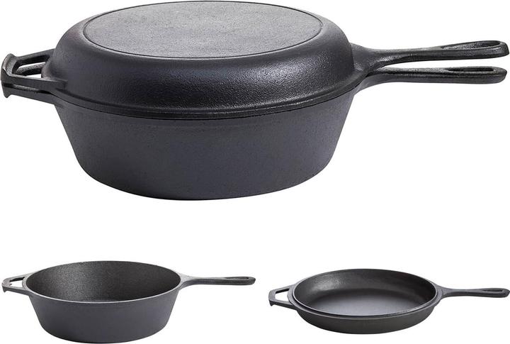 Produktbild Gusseisenkuss 2in1 -Gusseisen Topf & Pfanne, Ø 26 cm (26 cm, Pfannenset + Topfset, Gusseisen)