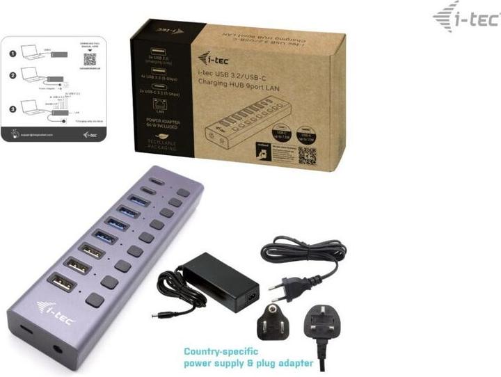 Produktbild i-tec Cachargehub9lan (USB-C, 9 Ports)
