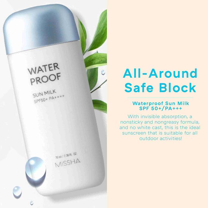 Produktbild Missha All-Around safe block Waterproof Sun milk (Sonnenmilch, Sonnencreme, SPF 50, 70 ml)