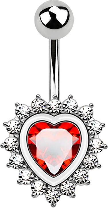 Produktbild Star Piercing Banane silber Herz mit Kristallherz rot (Messing, Chirurgenstahl 316L)