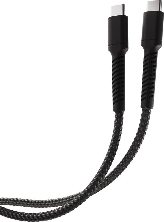 Actual product image Vivanco Longlife USB-C cable, nylon, USB-C plug <> USB-C plug, 60W, black, 2.5m (2.50 m, USB 2.0, 60 W)