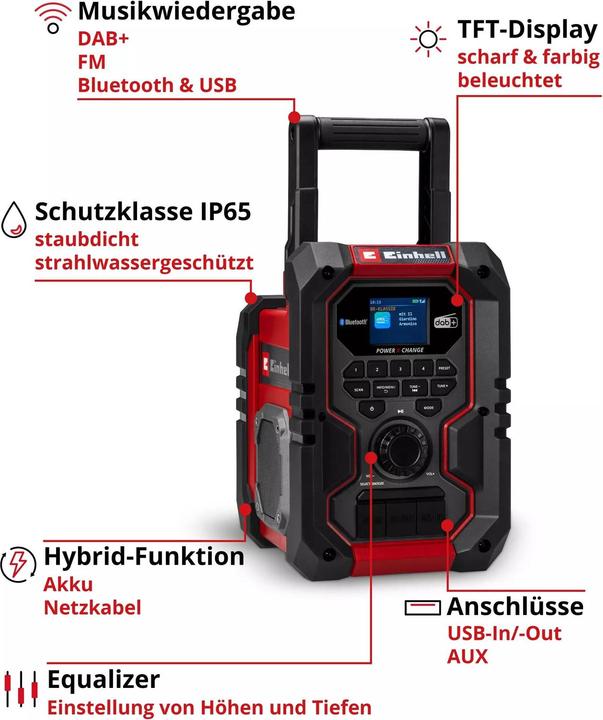 Produktbild Einhell Baustellenradio Akku-Radio TE-CR 18 Li DAB+/FM/BT, Solo (DAB+, Bluetooth)