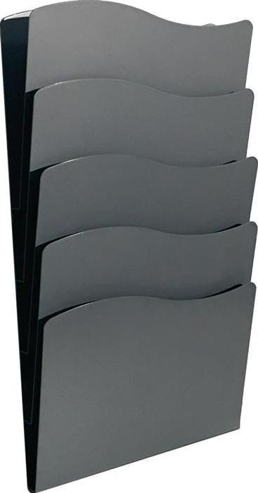Produktbild Twinco Prospekthalter H430xB240xTmm Anzahl Fächer 5 DIN A4 Metall schwarz (A4)