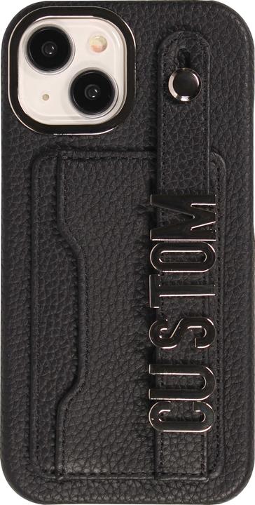Actual product image PhoneLook Cover Customised leather cover with silver lettering + lanyard and card compartment (Apple iPhone 15)
