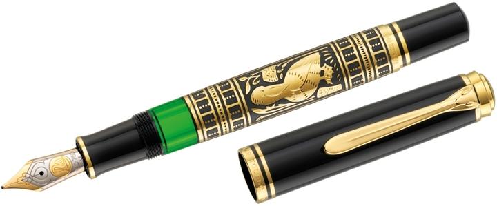 Actual product image Pelikan M900 Toledo B Fountain Pen Case (Black, Green, Gold, 1 x)