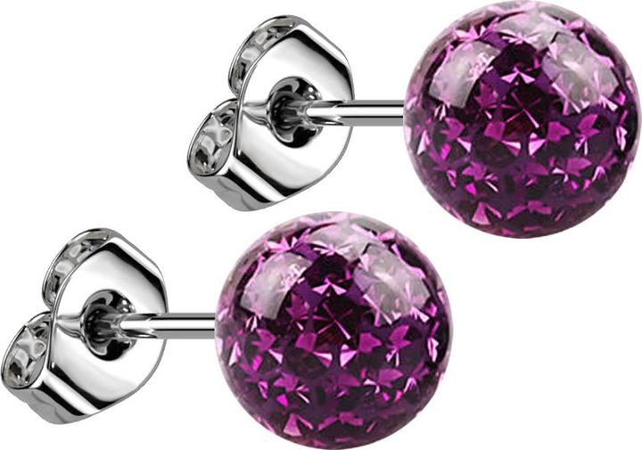 Image du produit Star Piercing clou d'oreille argent avec boule de cristal violet époxyde de protection (Acier chirurgical 316L, sans laiton)