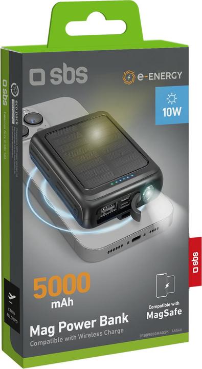 Actual product image SBS 5000 mAh solar power bank with wireless charging (5000 mAh)