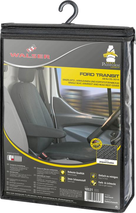 Walser Housses de siège pour Ford Transit pour siège individuel avant en polyester BJ 05/2014 aujourd'hui