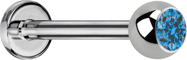 Actual product image Star Piercing Micro Labret silver with ball and crystal light blue (without brass, Titanium G23)