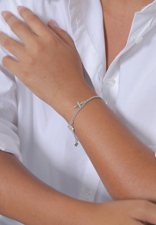 Immagine prodotto Elli Bettelarmband mit Symbolen und Kristallen (18 cm, Argento)