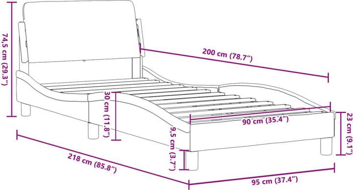 Immagine prodotto VidaXL Struttura letto con testiera in velluto (90 x 200 cm)