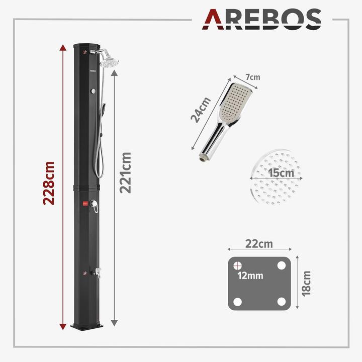 Actual product image Arebos Solar shower