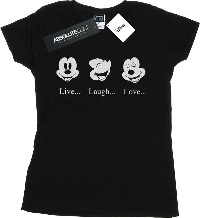 Actual product image Disney Womens/Ladies Mickey Mouse Live Love Laugh Cotton T-Shirt (XL)