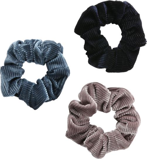 Trisa Fashion Manchester Scrunchy Navy, Grau, Petrol 3 Stk (Haargummi)