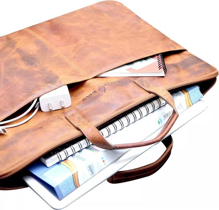 Image du produit Greenwood Laptoptasche Business-/Schultasche 17 Zoll Echtleder Fred Camel No.3 (17")