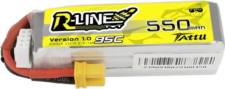 Gens Ace Pacchetto Lipo Tattu FPV 550mAh 11.1V 95C 3S1P (XT30U-F) (11.10 V, 550 mAh)