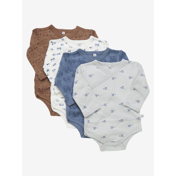 Immagine prodotto Pippi Set di 4 body avvolgenti a maniche lunghe Blue Mirage taglia 68 (68)