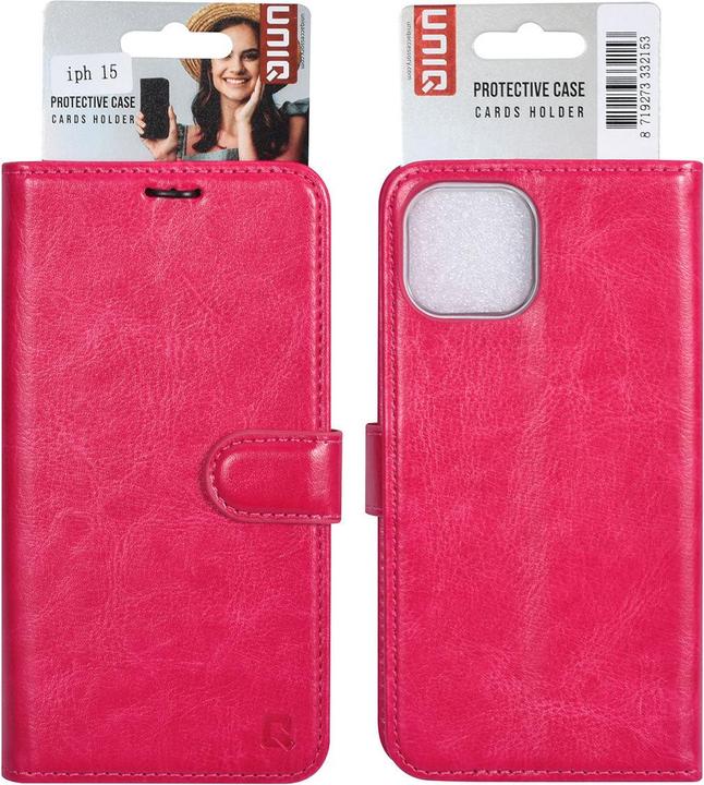 Image du produit UNIQ Accessory Étui iPhone 15 - Book Case similicuir rose vif No.707 (Apple iPhone 15)