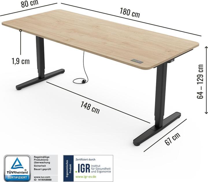 Produktbild Yaasa Desk Pro (180 x 80 cm)