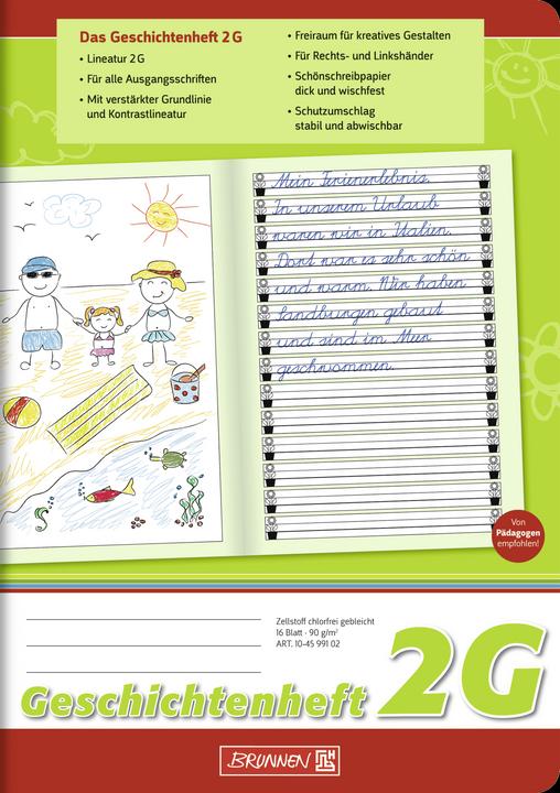 Storybook ruled 2G lined DIN A5 without margin, 16 sheets (A5, Lined)