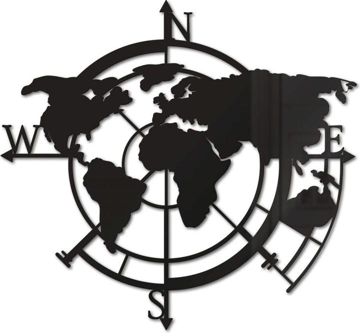Actual product image Trenddeko World map cardinal points 02 (60 x 58 cm)