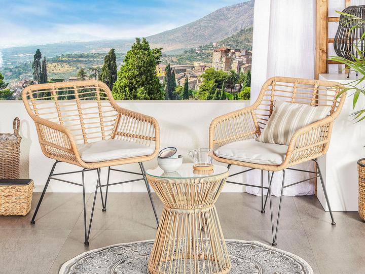 Image du produit Beliani Set de balcon en rotin naturel 2 chaises Revêtements gris clair TRESTINA (40 cm)