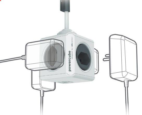 Actual product image Allocacoc PowerCube S+ (6 x, Type 13, USB-A, 3 m)
