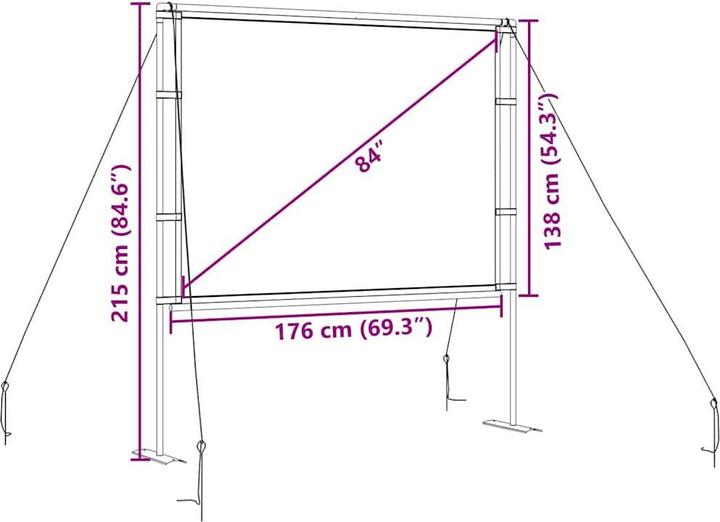 Image du produit VidaXL Écran de projection avec support 84 pouces 4:3 Écran de projection (84", 4:3)