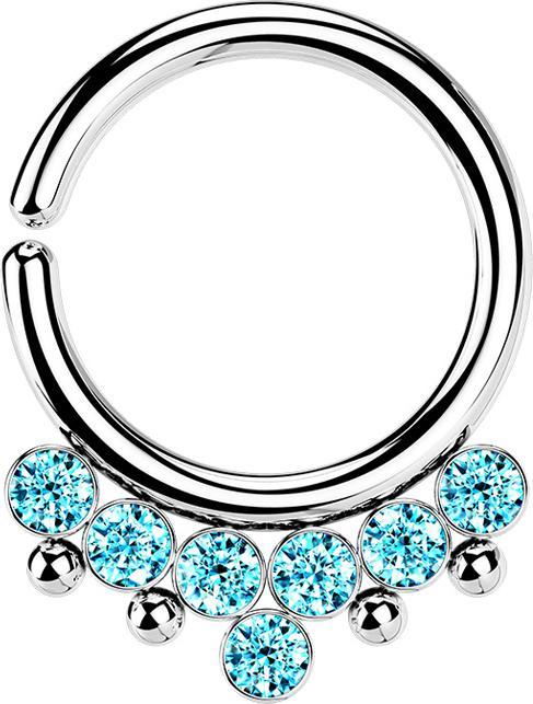 Immagine prodotto Star Piercing Anello Micro Piercing argento quattro sfere e sette cristalli acqua (Acciaio chirurgico 316L, senza ottone)