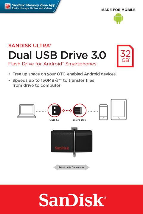 Produktbild SanDisk USB3.0 Ultra Dual 32GB OTG (32 GB, USB-A, Micro USB-A)