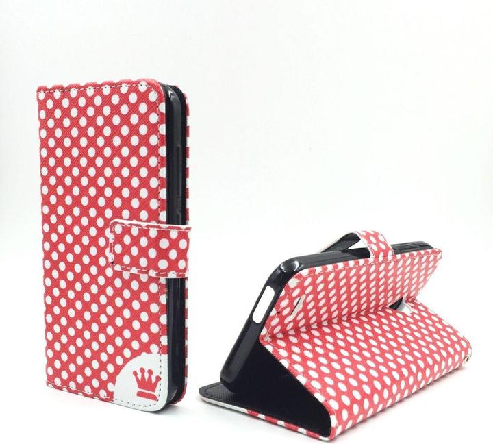 Produktbild König Design Schutz Hülle für Vodafone Smart Prime 6 Polka Dot Rot Tasche Case + 1 Panzer Schutz Glas (Vodafone Smart Prime 6)