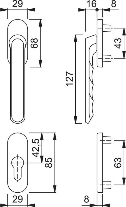 Image du produit Hoppe Demi-garniture de porte de balcon LIÈGE - extérieur plat, blanc