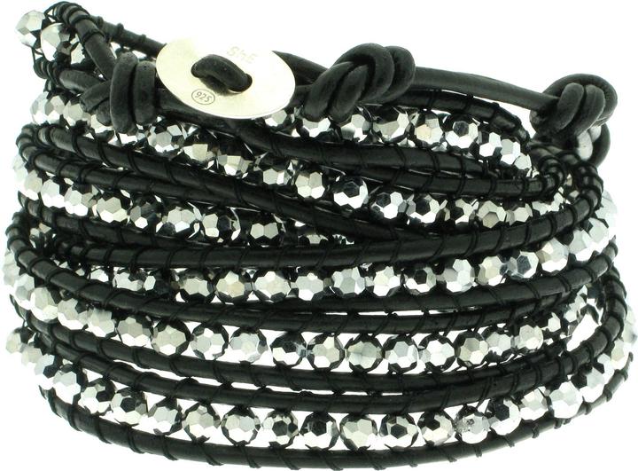 Image du produit Leyda Bracelet Cuir Gris (100 cm, Argent 925, Pierre synthétique, Cuir)