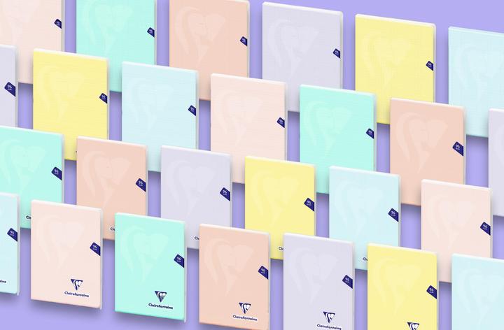 Image du produit Clairefontaine Cahier piqué Mimesys PASTEL 24x32 cm 48 pages grands carreaux couverture polypropylène - (Couverture souple)