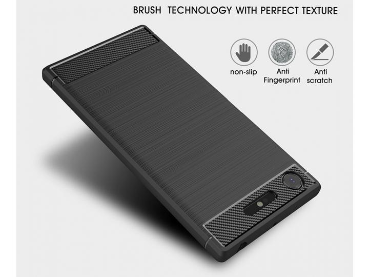 Produktbild Screenguard Sony Xperia XZ1 Hülle Carbon Brushed Soft TPU (Sony Xperia XZ1)