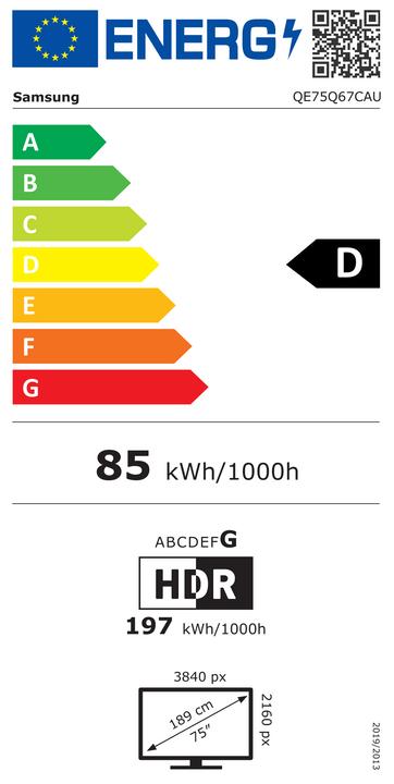 Energy Label Samsung 75Q67C (75", QLED, 4K, 2023)