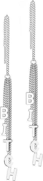 Actual product image Star Piercing Stud Earrings Silver Free Falling Chain Letter Tree Bitch (without brass, Surgical steel 316L)