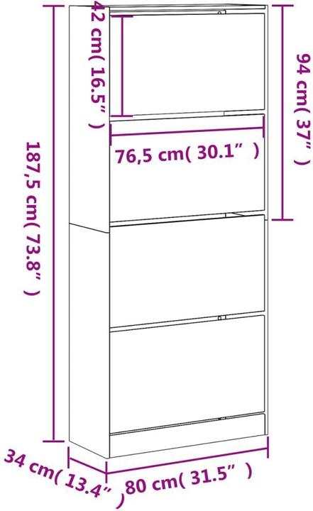 Immagine prodotto VidaXL Jennica (80 x 34 x 187,5 cm)