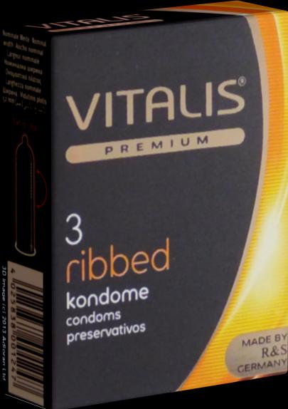 Actual product image Vitalis PREMIUM "Ribbed" 3 condoms with ribs for the extra hard sex experience (3 pcs.)