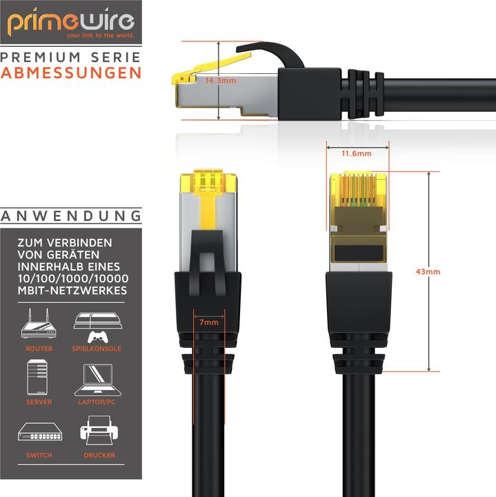 Actual product image Primewire CAT.7 network cable - Ethernet Gigabit Lan cable RJ45 - 10 Gbit/s - patch cable - comp. CAT.6 CAT.8 (S/FTP, PiMF, CAT7, 25 m)