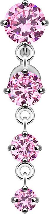 Produktbild Star Piercing Banane silber mit Anhänger vier Kristallen pink (ohne Messing, Chirurgenstahl 316L)