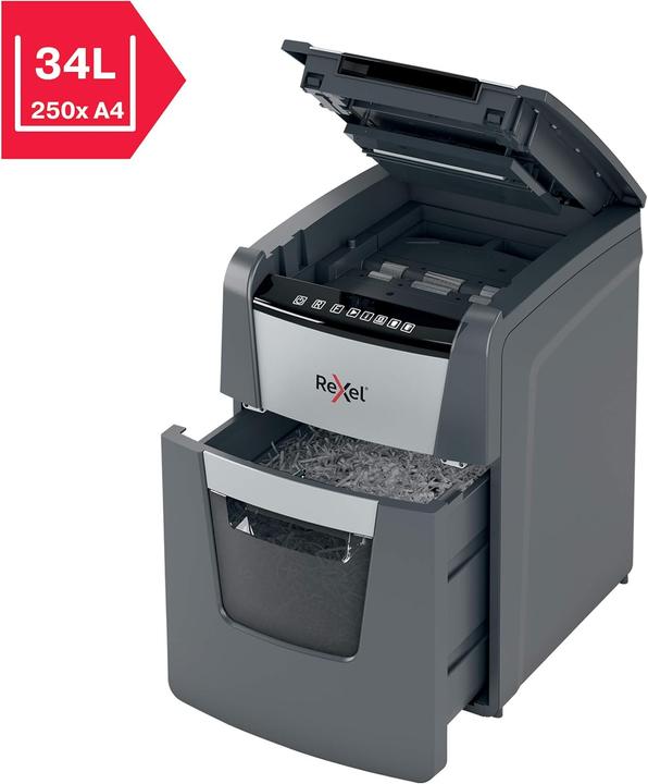Produktbild Rexel Automatischer Aktenvernichter Optimum Autofeed 100X, 4x28mm, P4, 34l (Partikelschnitt)