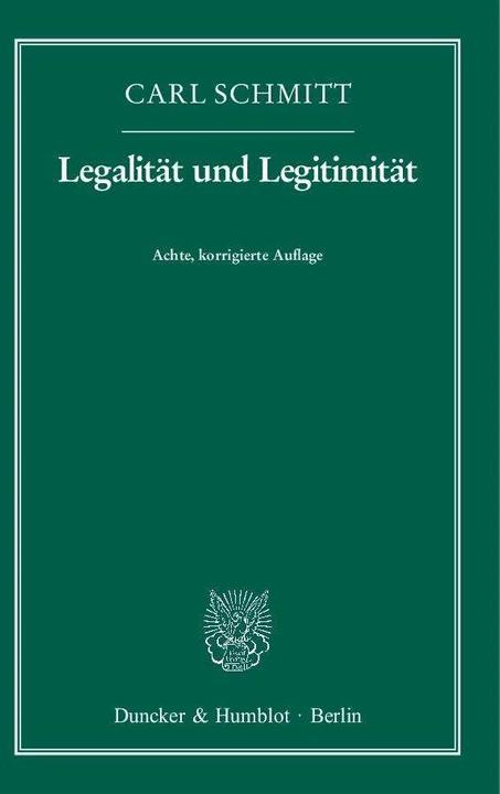 Actual product image Legalität und Legitimität (German, Carl Schmitt, 2012)