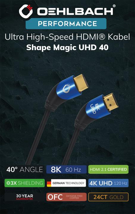 Image du produit Oehlbach Câble de connexion HDMI AV (1x HDMI mâle - 1x HDMI mâle) 1.5 m Noir (1.50 m, HDMI)