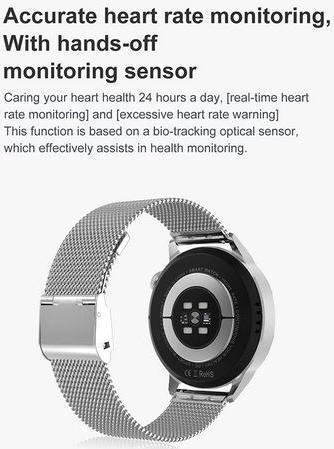 Image du produit PhoneLook Montre connectée universelle DT4+ avec bracelet milanais en acier NFC/ECG/Sommeil