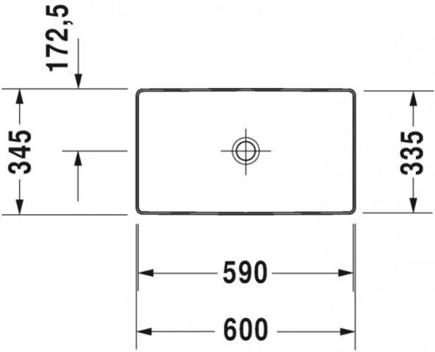 Actual product image Duravit Countertop basin DURASQUARE o ÜL o HLB ground 600x345mm white WG (345 mm, 600 mm)
