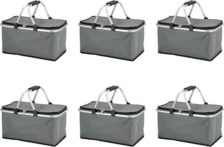 Produktbild Novaliv 6x Einkaufskorb faltbar mit Kühlfunktion 30 Liter GRAU Isolierkorb mit gepolsterten Tragegri